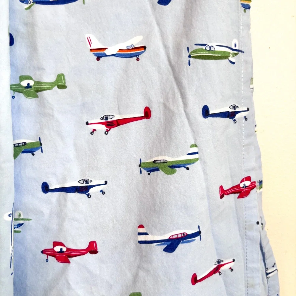 Pottery Barn Airplane Flat‎ Sheet 1 Pillowcase Twin Size 100% Cotton Blue